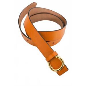 NEW LETO minimalist leather horseshoe belt in camel